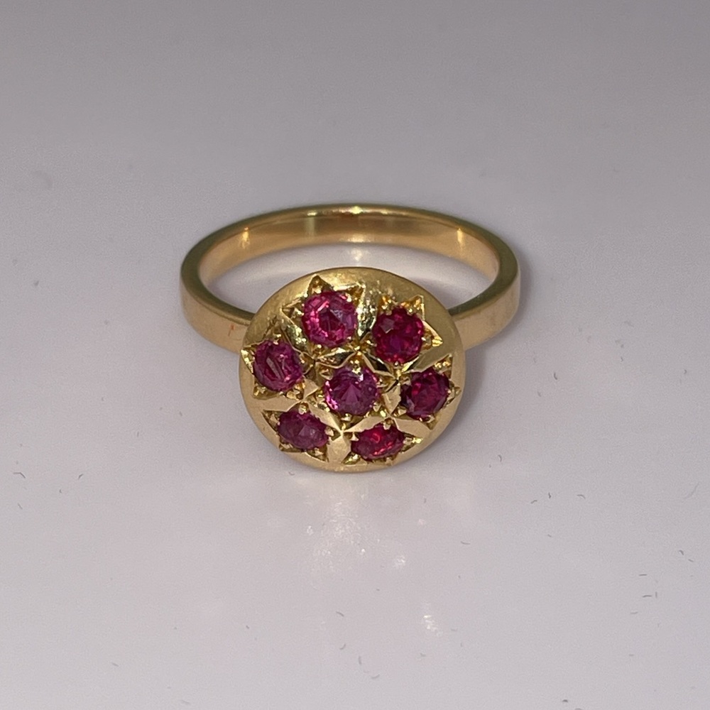 Solid 14k Yellow Gold Natural Red Ruby Gemstones … - image 4